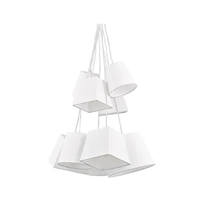 Pendul Hats Modern, 9 becuri, dulie E27, D:750mm, H:1150/1500mm, Alb
