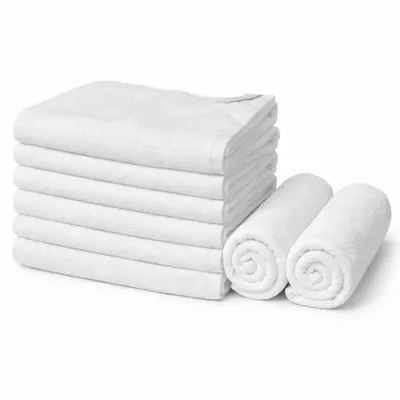 Set 8 prosoape mici 30x50cm, din 100% bumbac pakistanez, 600g, Alb