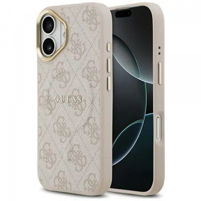 Husa MagSafe pentru Apple iPhone 17, Guess, 4G Classic, Roz