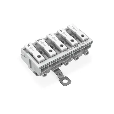 Lighting connector; push-button, external; for Linect®; with screw-type ground contact; L´-N´-L-PE-N; 5-pole; Cod. L; Lighting side: for solid conductors; Inst. side: for all conductor types; max. 2.5 mm²; Surrounding air temperature: max 85°C (T85); 2,5