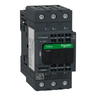 Contactor, TeSys Deca, 3P(3 NO), AC-3/AC-3e, <=400V, 50A, bobina standard 110V CC, terminale cu arc