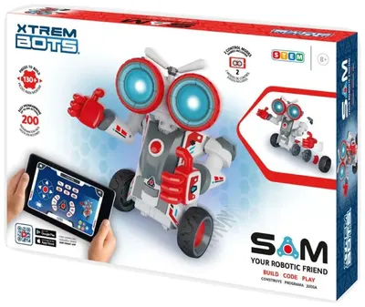 Robot controlat radio Xtrem Bots - Sam, pentru asamblare, 130 piese