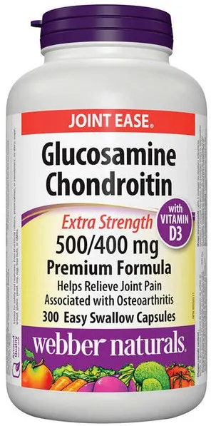 Glucosamine Chondroitin with Vitamin D3, 500/400 mg, 300 capsule, Webber Naturals