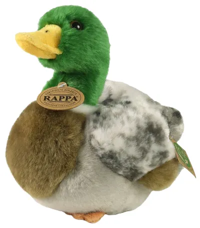 Jucărie de pluș Rappa Eco Friends - Rață cu cap verde, 20 cm