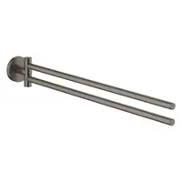 Suport prosop Grohe Essentials 40371AL1, 449 mm, 2 brate, pivotant, fixare ascunsa, mat, Hard Graphite