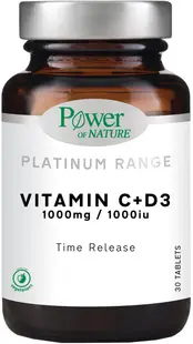 Platinum Range Vitamin C + D3, 1000 mg/1000 IU, 30 tablete, Power of Nature
