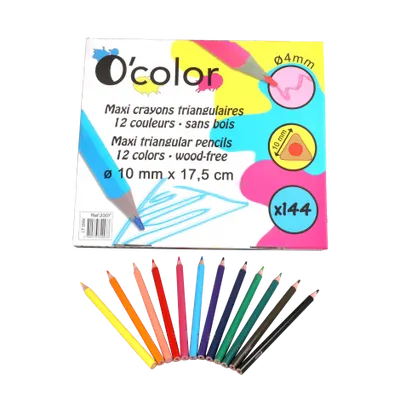 Set scolar 144 creioane colorate triunghiulare maxi mina 4 mm