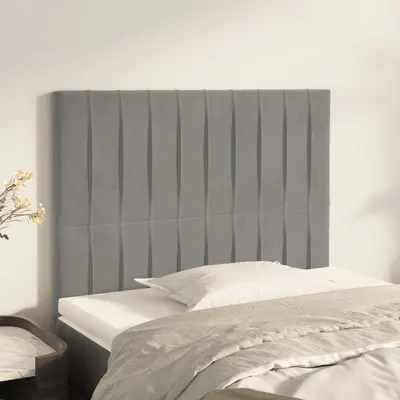 vidaXL Tăblie de pat gri deschis 80x5x118/128 cm catifea