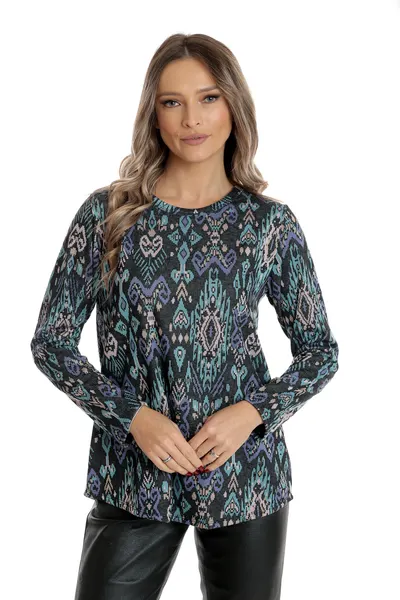 Bluza CI25011 bleumarin & mov & turcoaz arabesc, Cesy | marimea M
