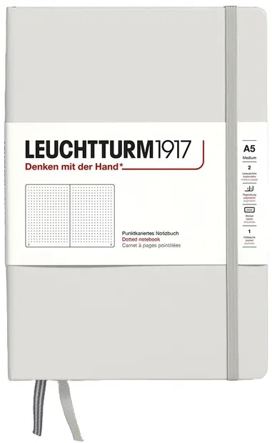 Caiet Leuchtturm1917 Natural Colors - A5, gri, pagini cu puncte, copertă rigidă