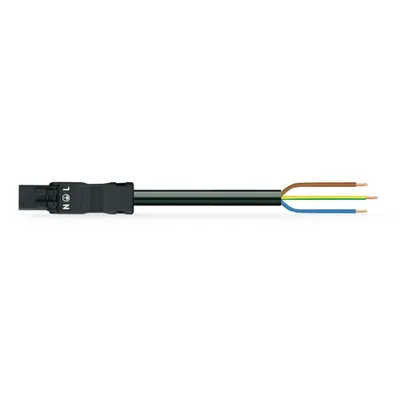 pre-assembled connecting cable; Eca; Plug/open-ended; 3-pole; Cod. A; H05Z1Z1-F 3G 1.5 mm²; 2 m; 1,50 mm²; black