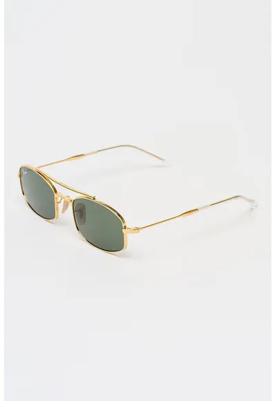 Ochelari de soare ovali cu rama metalica si model unisex - Auriu antichizat