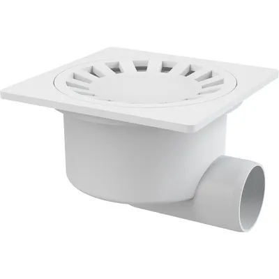 Sifon pardoseala cu gratar plastic alb, iesire laterala Alcadrain APV15