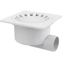 Sifon pardoseala cu gratar plastic alb, iesire laterala Alcadrain APV15
