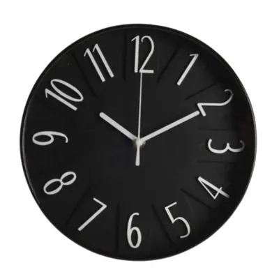 Ceas decorativ de perete, negru cu cifre albe, 24.8 cm, design modern
