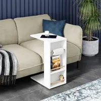 Masuta laterala cu 2 rafturi, 44 x 30 x 57 cm, design compact, stil modern scandinav