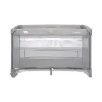 Patut pliabil pentru copii Lorelli Carina Grey Stars, 2 nivele, deschidere laterala cu fermoar, prevazut cu roti cu frana