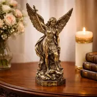 Statueta decorativa Arhanghelul Mihail 12 x 19 cm – finisaj bronz antic