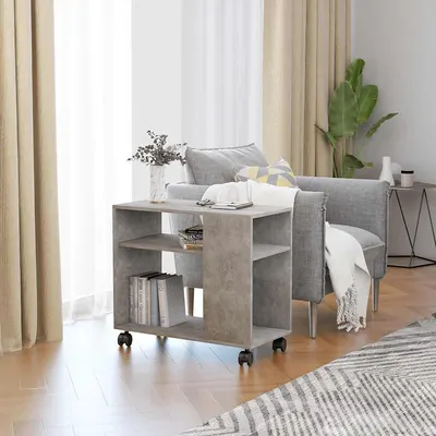 vidaXL Masă laterală, gri beton, 70x35x60,5 cm, lemn compozit