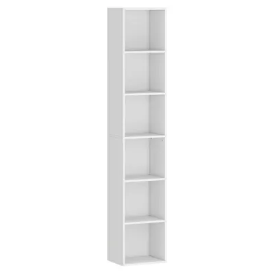 HOMCOM Bibliotecă Autoportantă și care Economisește Spațiu, 30x24x159 cm, Culoare Alb | Aosom Romania