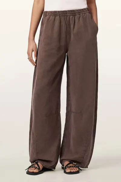 AllSaints pantaloni wide leg pentru femei, cu amestec de in JETT