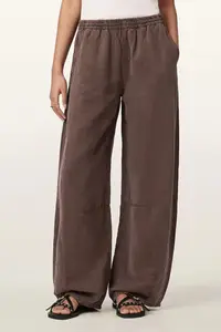 AllSaints pantaloni wide leg pentru femei, cu amestec de in JETT