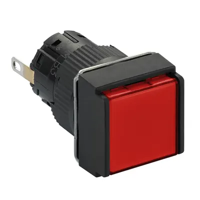Lampa pilot patrata Ø16 - IP65 - rosie - LED 24VDC integr. polariz - conector