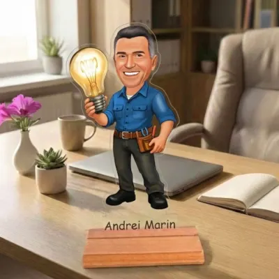 Caricatura pentru Electrician - Statueta Personalizata tip Trofeu
