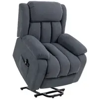 HOMCOM Fotoliu Electric cu Ridicare și Reclinare 135° în Material Textil Efect In cu Suport Picioare, Gri Închis | Aosom Romania