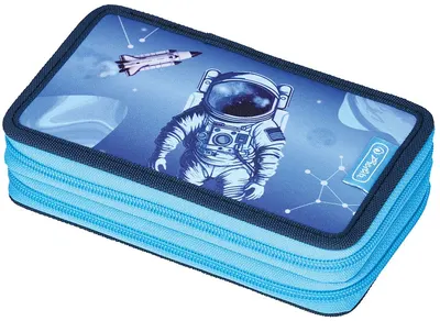 Penar cu rechizite Herlitz - Cosmic Explorer, 2 fermoare