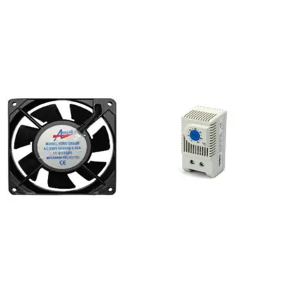 Pachet Ventilatie Avansata Tablou Electric: Ventilator Industrial 120x120x38mm 220V si Termostat