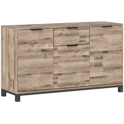 HOMCOM Bufet cu Sertar și 3 Dulapuri cu Rafturi Reglabile, 120x36,5x70 cm, Maro | Aosom Romania