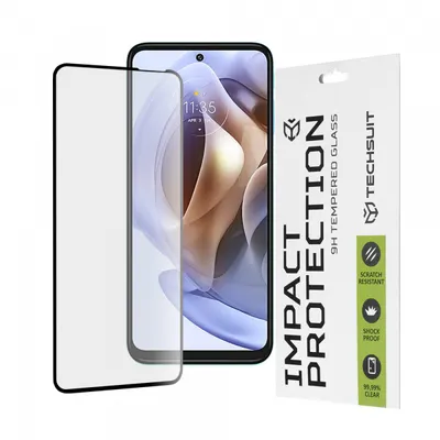 Folie de protectie Ecran Techsuit pentru Motorola Moto G62 5G / G31 / G41 / G71 5G, Sticla Securizata, Full Glue, 111D, Neagra