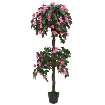 Gossi planta artificiala rododendron cu ghiveci, 155 cm, verde si roz