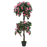 Gossi planta artificiala rododendron cu ghiveci, 155 cm, verde si roz