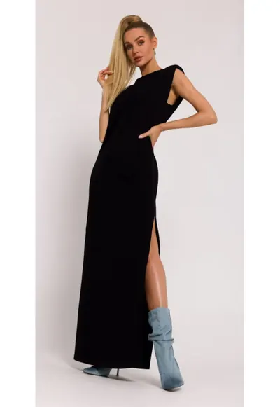 Rochie dama - mini cu umeri - Poliester - Alb - Negru