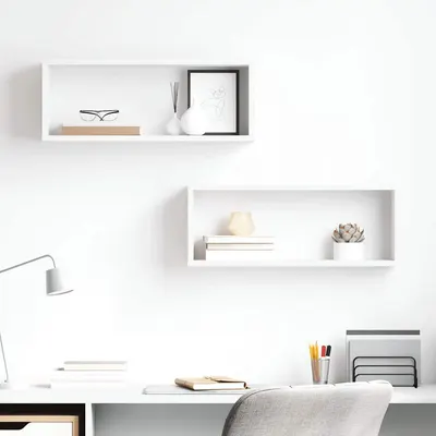 vidaXL Rafturi de perete cub 2 bucăți alb 60x15x23 cm lemn prelucrat