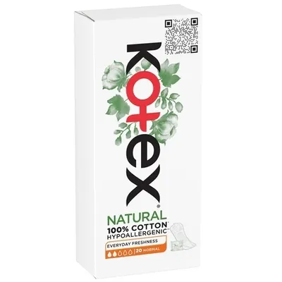 Kotex Absorbante Zilnice din Bumbac Natural, 20 bucati