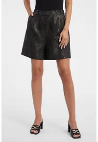 Pantaloni scurti relaxed fit cu insertii stralucitoare - Negru