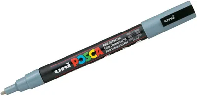 Marker permanent cu varf rotund Uni Posca - PC-3M, 1.5 mm, gri