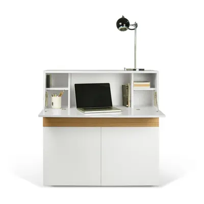Birou cu dulap Focus White/Oak, 110 x 42 x 109 cm