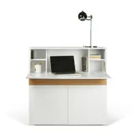 Birou cu dulap Focus White/Oak, 110 x 42 x 109 cm
