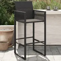 Gossi scaune de bar pentru gradina, 2 buc., negru, poliratan