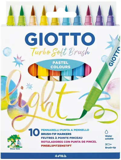 Markere acuarelă Giotto Turbo - Soft Brush Pastel, 10 culori