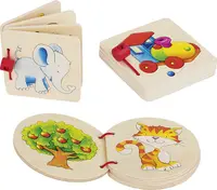 Carticica din lemn Goki - Elefant, casa, locomotiva (sortiment)
