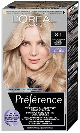 L'Oréal Préférence Vopsea de păr , 8.1 Light Ash Blonde