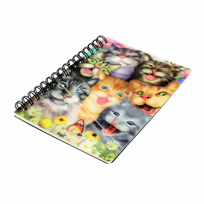 Carnețel zoo, cu spirală, 3D, Crazy Cats