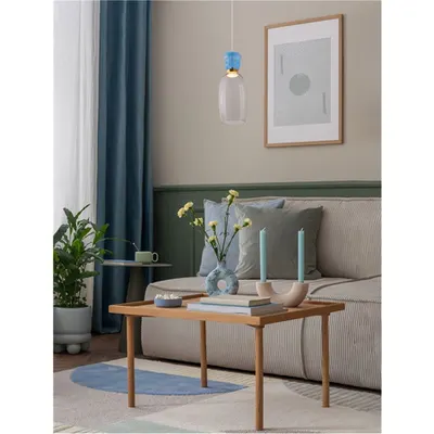 Lampa suspendata PLUMA Nisipiu Auriu Metal Glossy Deschis Albastru & Cyan Sticla LED 9W 220-240V 914Lm 3000K IP20