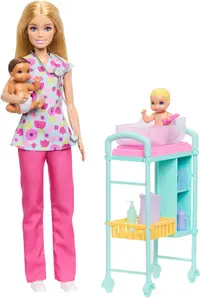 Set de joacă Barbie You Can Be Anything - Stație de pompieri, cu 1 cărucior