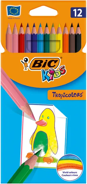 Creioane colorate Bic Kids Tropic - 12 buc.